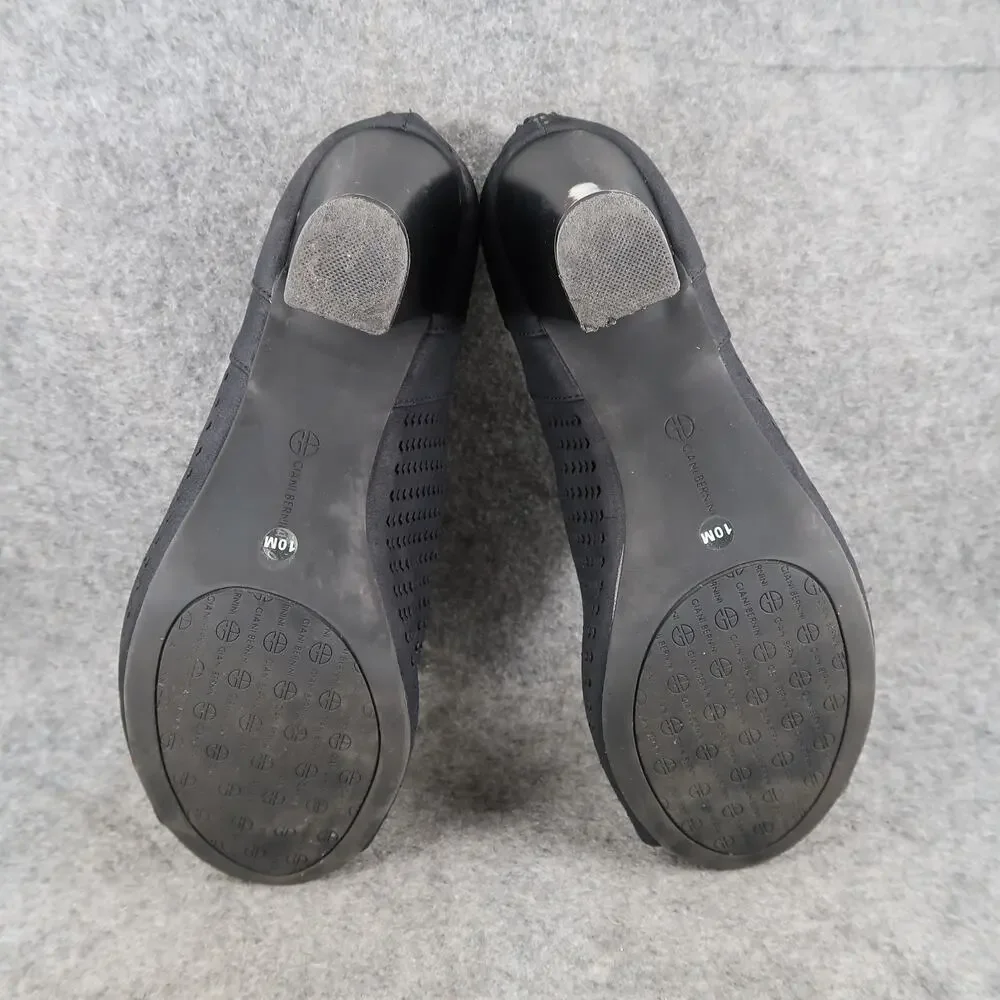 Giani Bernini Shoes Womens 10 Heeled Booties Open Toe Laser Cut Zip Black Alanny